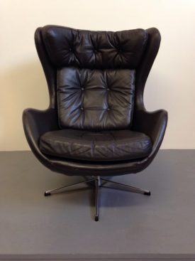 Danish leather swivel armchair