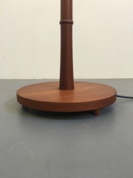 Teak and brass standard lamp