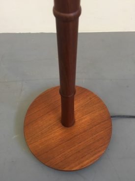 Teak and brass standard lamp