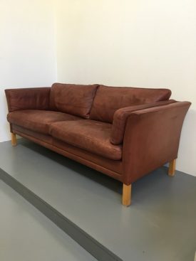 Danish umber leather sofa