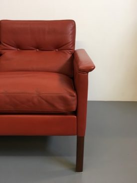 Danish Red Leather Sofa