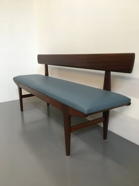 Teak and Leather Bench