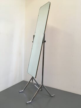 Chromed Steel Cheval Mirror