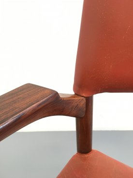 Rosewood and leather Armchair