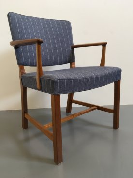 Blue Pinstriped Upright Armchair