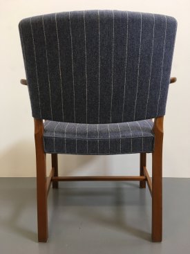 Blue Pinstriped Upright Armchair