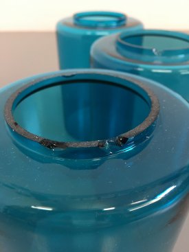 Louis Poulsen Opaline and Blue Glass Pendants