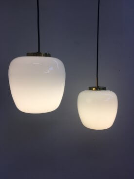 Opaline and Brass Pendants