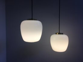 Opaline and Brass Pendants