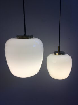 Opaline and Brass Pendants