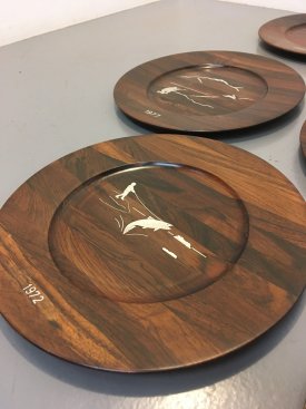 Solid Rosewood & Stirling Silver Platters
