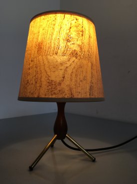 Rosewood & Brass Tripod Table Lamp