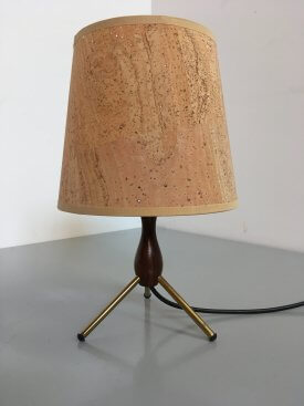 Rosewood & Brass Tripod Table Lamp