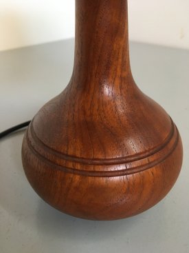 Turned Teak & Cork Table Lamp