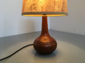 Turned Teak & Cork Table Lamp