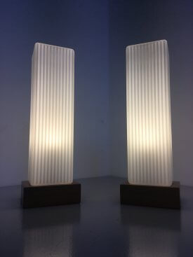 Pair of French Tower Opaline Lamps