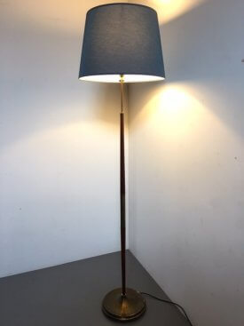 Tapering Teak & Brass Standard Lamp