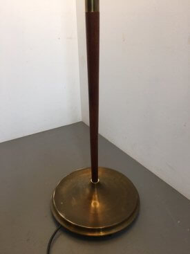 Tapering Teak & Brass Standard Lamp
