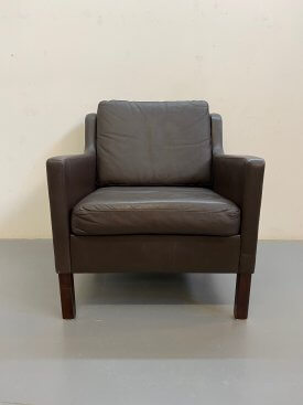 Danish Brown Leather Armchair