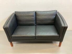 Danish Black Leather 2 seat sofa
