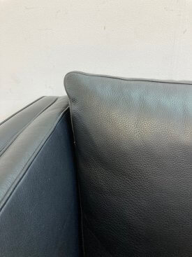 Danish Black Leather 2 seat sofa