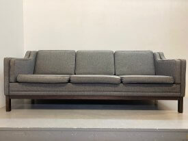 Danish Charcoal Wool 3 Seat Sofa