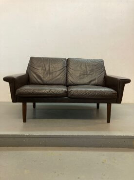 Brown Leather Danish Sofa