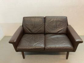 Brown Leather Danish Sofa