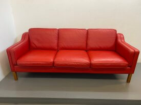 Danish Red Leather Sofa